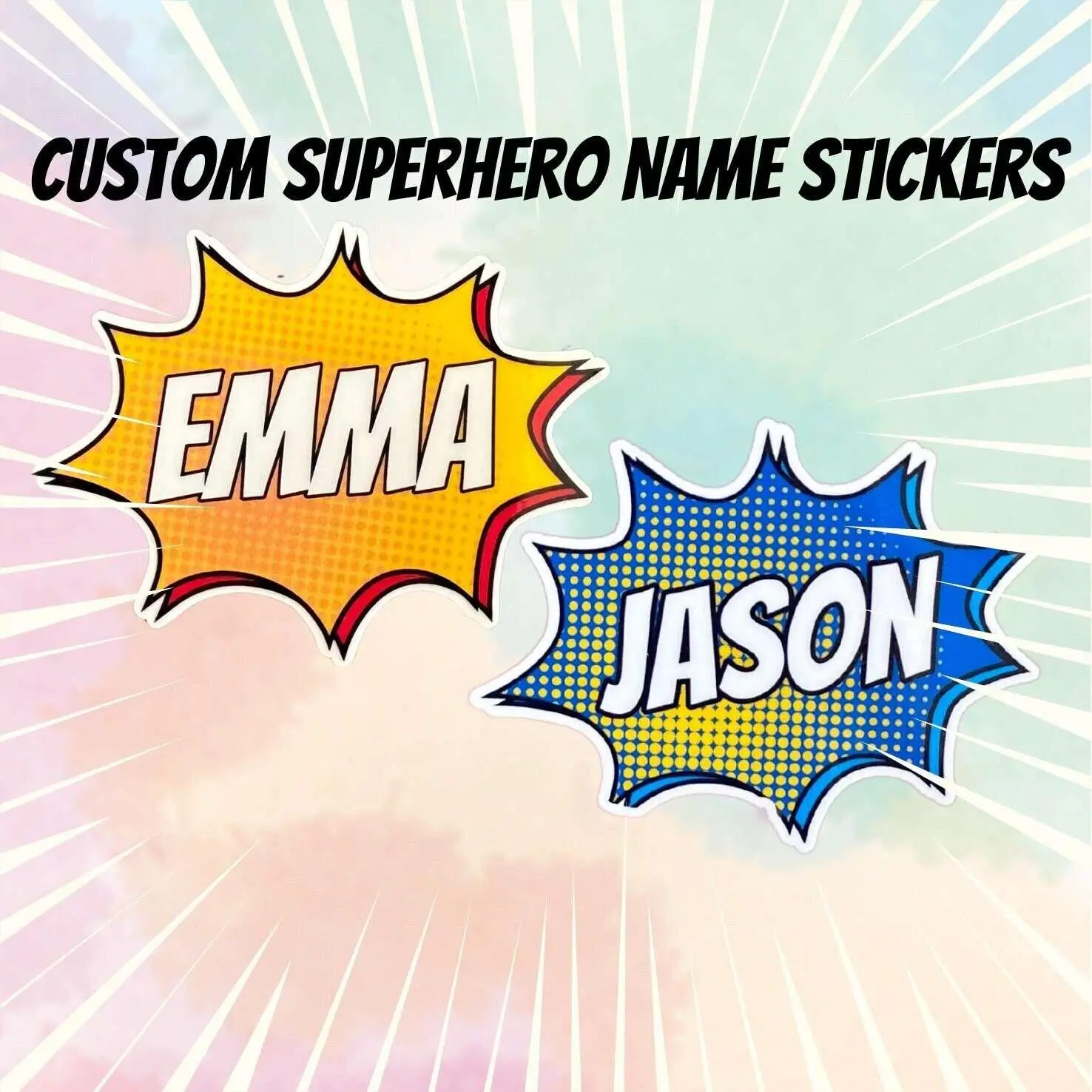 Custom Name Sticker - Superhero Comic Style Kids Name Decal