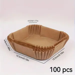 100 Pack Non-Stick Air Fryer Liners Disposable Plates 15.5cm x 6.10in for Easy Cooking & Baking 100 pcs Non-Stick Disposable Plates 4.8cm/1.89in 4.5cm/1.77in