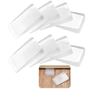 8 Pack Door Stop Rubber, Wedge Thin Door Stoppers, Clear Non-Scratching, Sturdy Stackable, for Home Office School, Doorstops