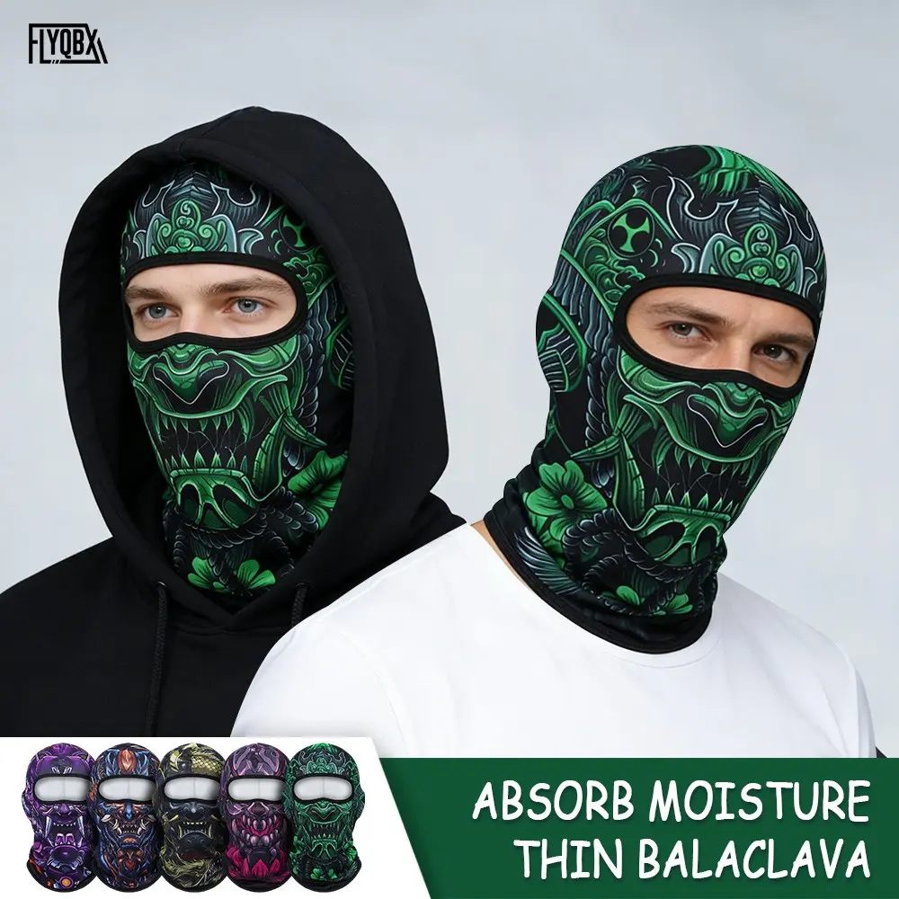 Summer New Dark Style Skull Print Balaclava Hat, Moisture-Wicking Quick-Dry Face Mask, Lightweight Sun Protection Full Face Headgear, Ideal for Outdoor Sports Cycling, Balaclava Mask Headwear