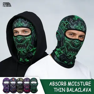Summer New Dark Style Skull Print Balaclava Hat, Moisture-Wicking Quick-Dry Face Mask, Lightweight Sun Protection Full Face Headgear, Ideal for Outdoor Sports Cycling