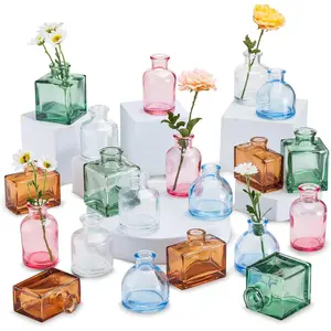 Small Bud Vases for Centerpieces - Colored Sturdy Cute Vases Bulk, Mini Bottle Vase for Wedding Home Decor Birthday Party Events Mother's Day Bridal Shower Gifts Table Decor