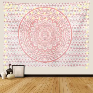 Pink Mandala Tapestry, Indian Hippie Bohemian Psychedelic Tapestries Women Wall Hanging for Bedroom Teen Girl(Pink, 51.2" x 59.1")