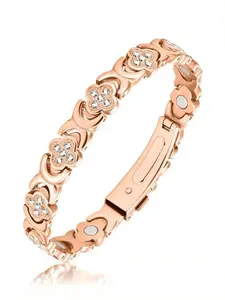 Women's Pure Copper Bracelet, 3500 Gauss Strong Magnetic Therapy Bracelet, Casual Style, All Seasons, Plain Design, Alloy Material