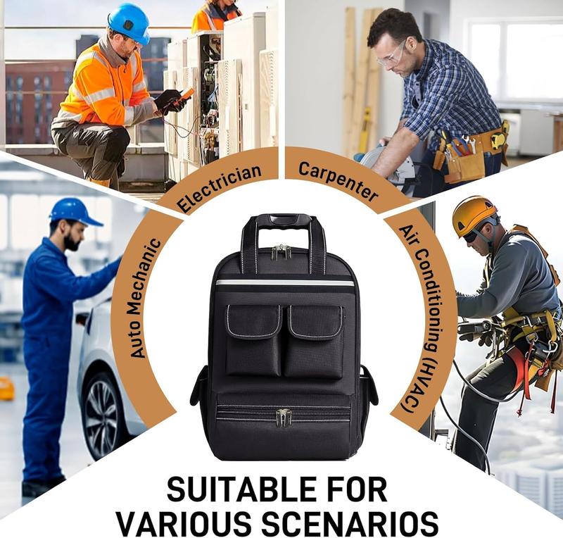 Tool Backpack for Men 18 Inch Heavy Duty Multiple Pockets Tool Bag Organizer with for Electrician Mechanics HVAC Engineer Tool Backpack for Men 18 Inch Heavy Duty Multiple Pockets Tool Bag Organizer with for Electrician Mechanics HVAC Engineer