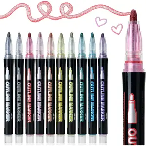 - Double Line Outline Markers, 10 Colors, Self-Outline Metallic Markers, Outline s, Craft s