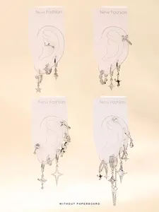 Star Design Dangle Earrings Set, Rhinestone Decor Earrings, Fashion Jewelry for Party, Daily Clothing Decor, Trendy All-match & Exquisite Jewelry for Birthday Gift