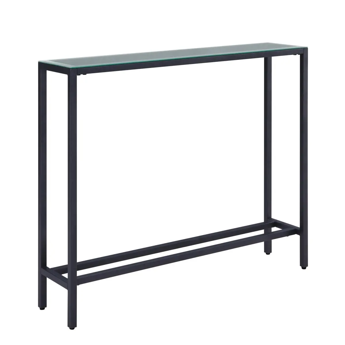 HomeRoots 36 in. Black & Gunmetal Mirrored Glass Console Table, Modern Accent Table for Indoor Living Spaces, Modern Accent Tables