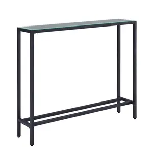 HomeRoots 36 in. Black & Gunmetal Mirrored Glass Console Table, Modern Accent Table for Indoor Living Spaces, Modern Accent Tables