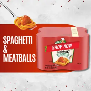 Canned Spaghetti with Meatballs in Tomato Sauce – Ready to Eat Pasta Meal, 14.5 oz Cans, Pack of 4, Quick Comfort Food