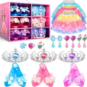Princess dress up costumes for little girls, toddler princess girl toys for 4-5 years old, 3 4 5 6 7 years old children, costume set includes dress, shoes, crown, jewelry, ideal for children's Easter Christmas birthday gifts