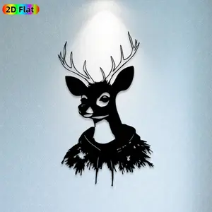 1pc Deer Head Metal Wall Art, Majestic Deer Head Statue Mural, Ideal Gift for Christmas, New Year, Animal Decor Enthusiasts, Rust-Resistant Metal Wall Decor Wall Sculptures, Perfect for Living Room Wall & Garden Fence, Unique Home Decor Accent