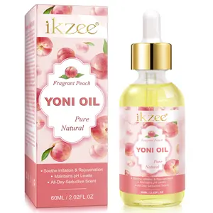 Ikzee Peach Flavor Yoni Oil, Natural Women's Intimate Deodorant, Body Care, Ph Balance, Improves Odor, Rose, Coconut, Jojoba Essential Oil, All-Natural Essence