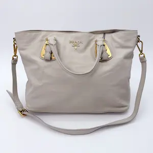 Pre-owned PRADA leather Crossbody Bags Bambu Soft Calfskin Shopping Tote Bag