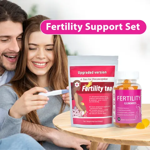 Fertility Tea & Gummies Set for Women Conception Support & Reproductive Health, Pregnancy Tea Set Helps Women Get Pregnant Fast