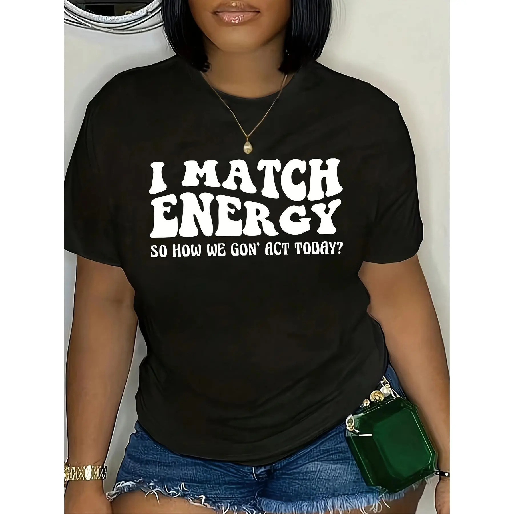 Black Casual Short-Sleeve T-Shirt