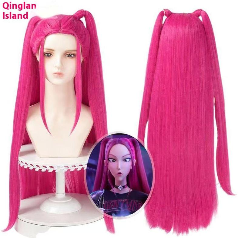 K-Pop Costume Kids Demon Cosplay For Girls Womens Hunter Purple Braid Wigs Rumi Costume Hair Zoey Wig Mira Wig Pop Singer Hair Halloween Cosplay Props
