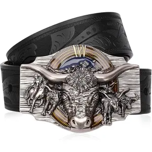 Western Leather Belt for Men Women Cowboy Cowgirl Mens Buckle Belt for Jeans, Country Belt, Ideal Men's Gifts