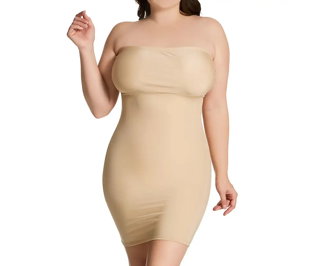 INSTANT FIGURE Plus Size Strapless Slimming Dress WBD036C – Black Compression Slip Shapewear for Women, Seamless Nylon Spandex Tube Dress for Curvy Fit, Tummy Control & All-Day Comfort, Made in USA