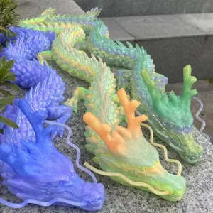 35.4-inch 3D-Printed Giant Dragon Statue, Crystal Gradient Color, Realistic Joint Design, Ideal Home Decor Ornaments, Halloween Decoration & Birthday Gift Collectible for Home Supplies