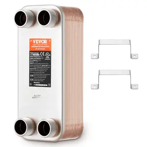 VEVOR Heat Exchanger,  5"x 12" 30 Plates Brazed Plate Heat Exchanger, Copper/316L Stainless Steel Water To Water Heat Exchanger For Floor Heating, Water Heating, Snow Melting, Beer Cooling