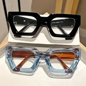 3Pcs Y2K Oversized Blue Light Glasses – Leopard Print Clear Lens Fashion Frames for Women