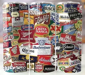 Beer Lover Gift Tumbler 20oz Craft Beer Collage Stainless Steel Travel Cup