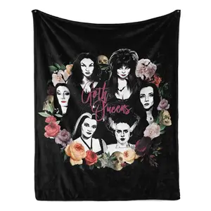 Elviras Mistress Of The Dark Movie Blanket Goth Queen Lily Morticia Picnic Flannel Throw Blanket Warm Chair Sofa Bed Bedspread