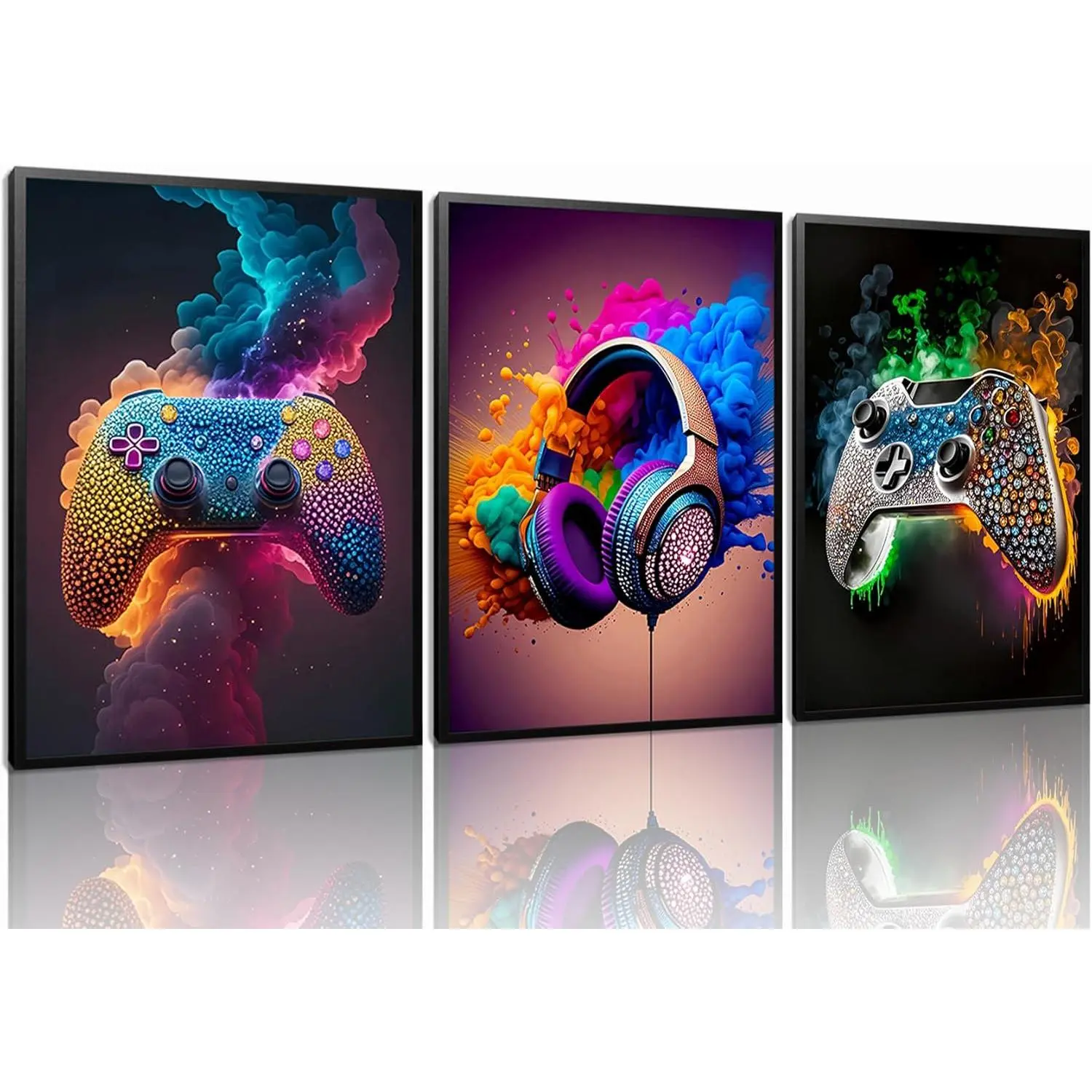 Gaming Room Canvas Wall Art Set of 3, Game Posters Wall Decor, Gamer Paintings Picture Print for Boys Room Kids Game Room Bedroom Boys Home Decoration 12x16 In Unframed