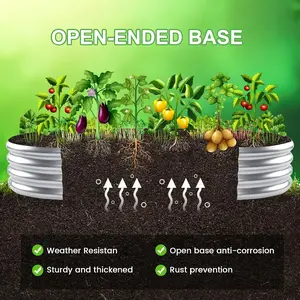 2-Piece Oval Elevated Garden Bed, Galvanized Elevated Garden Bed Kit Outdoor Metal Gardening Planter Box for Vegetables, Fruits, Flowers and Herbs