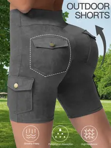 Women's High Waist Tie Dye Shorts, Casual Outdoor Sports Pants with Pockets, Tight Fit Five-Quarter Length, Daily Fitness Riding