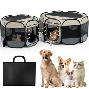 PAWGIANT 2-in-1 Pop Up Dog Playpen, Cat Puppy Pet Playpen, Indoor Outdoor Cats Enclosed, Cat Tent Crate Cage Kennel, Portable Playpen for Kitten and Small Animals, Indoor Outdoor