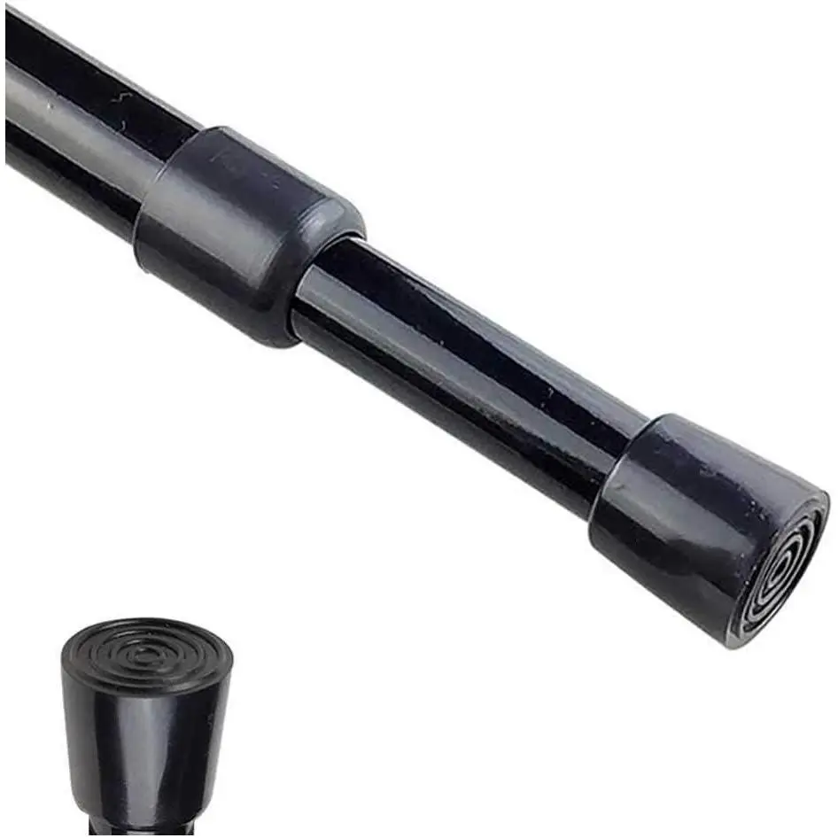 [NEW DEAL] Black Spring Tension Curtain Rods 28-43 Inch Adjustable ...