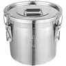 SummerVibes 304 Stainless Steel Airtight Canister - Heavy-Duty 3.2Gal/405oz/12L Reusable Metal Jar with Latch, Silicone Round Lid, Flat Bucket Bottom, Double Sealing, Leak-Proof Kitchen Utensils for Rice, Flour, Wipes Clean Fast for Warehouses