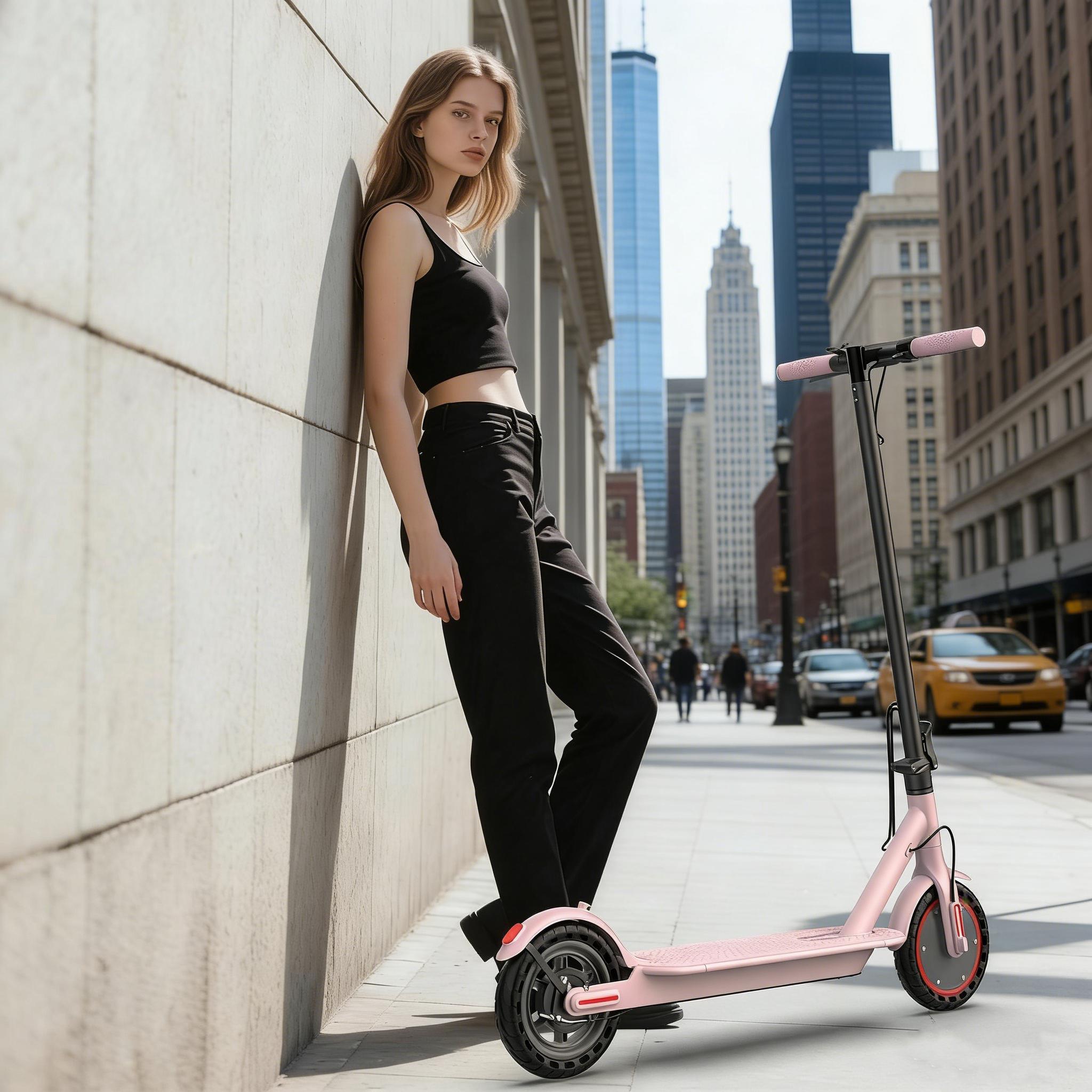 Electric Scooter,8.5" Tires,350W Motor,Up to 19MPH Max Speed,Portable Electric Scooter with Light, Suitable for Female Girls,Halloween Gifts