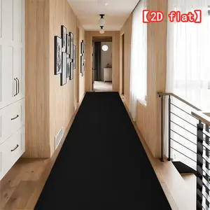 【2D flat】Black background long strip carpet with retro pattern for hallway mat | Luxury machine-washable aisle carpet | Soft, beautiful, and easy-to-clean corridor area mat, high-quality kitchen carpet in multiple sizes, Decorative Rug Mat