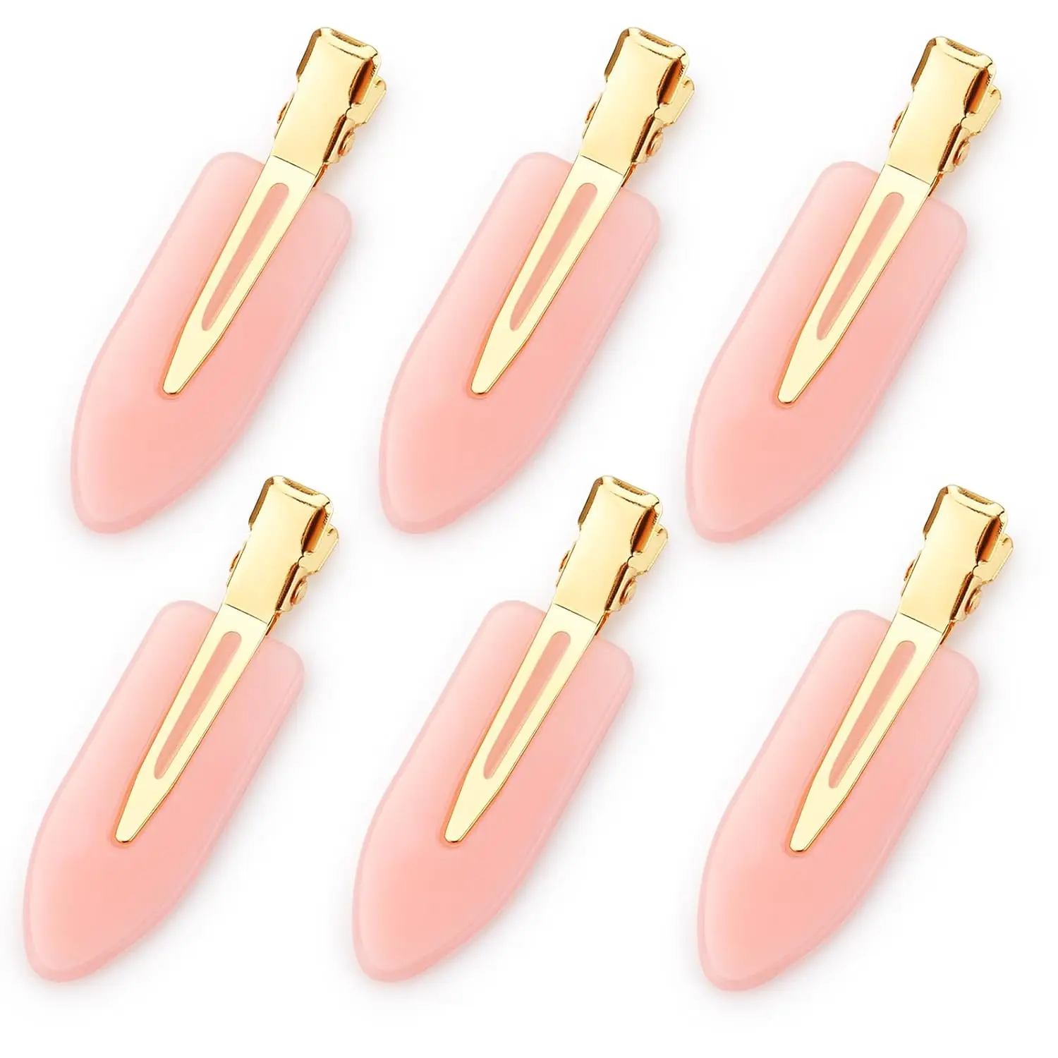 6 count No ben Hair Clips No Crease Hair Clip Makeup Clips for Women an Girls Flat Hair Clips for Hairstyling Salon Golen Hanle()