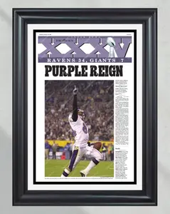 2001 Baltimore Ravens 'Purple Reign' Super Bowl XXXV Champions No Frame Newspaper Print