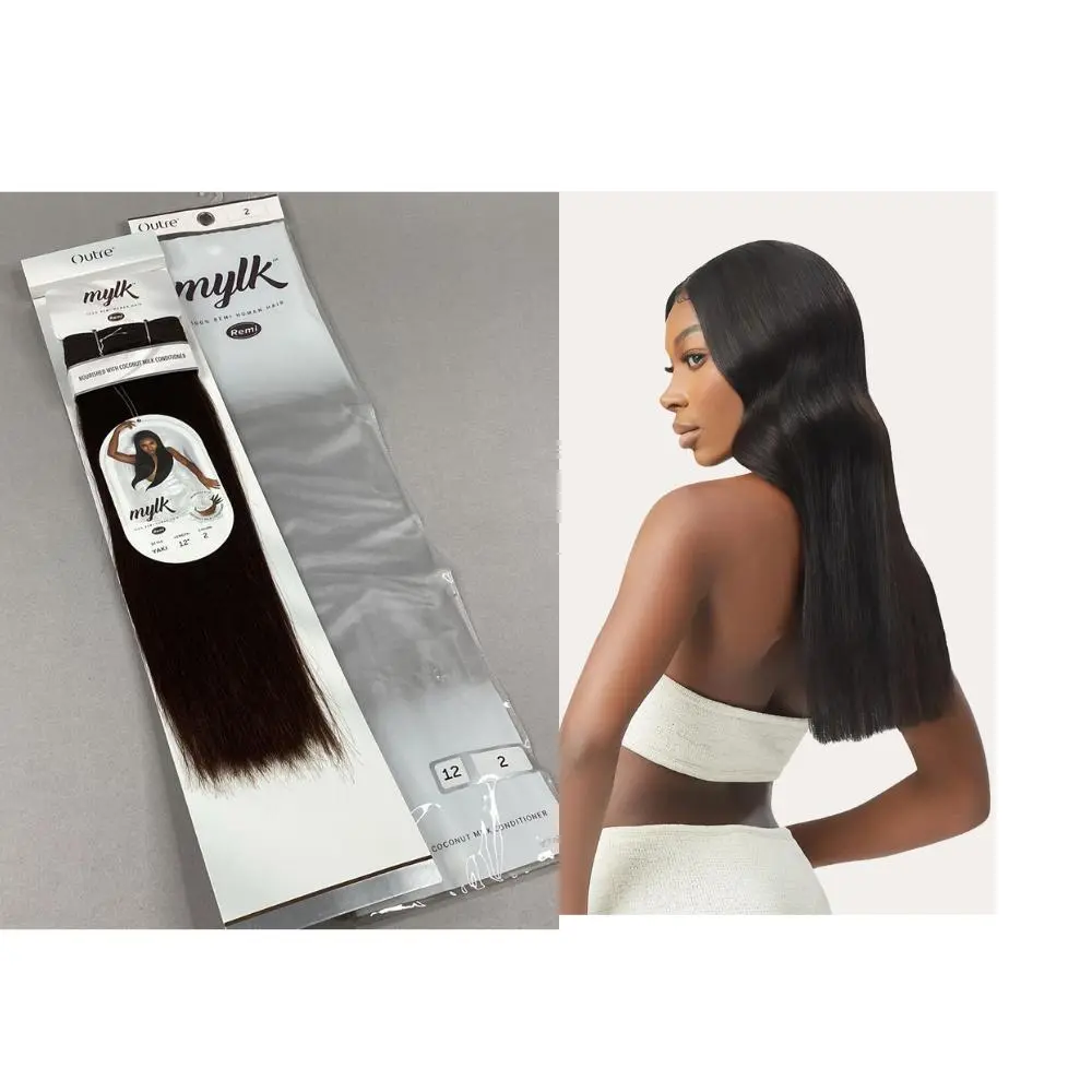OUTRE MYLK 100% Human Hair Weaving - Yaki Straight, 12 in Women's Quality Hair Extensions, No Synthetic Materials Included, 12 Inches, Female, Quality Hair Product