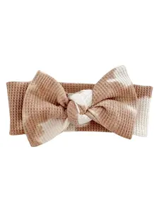 Organic Waffle Knot Bow, Almond Tie Dye