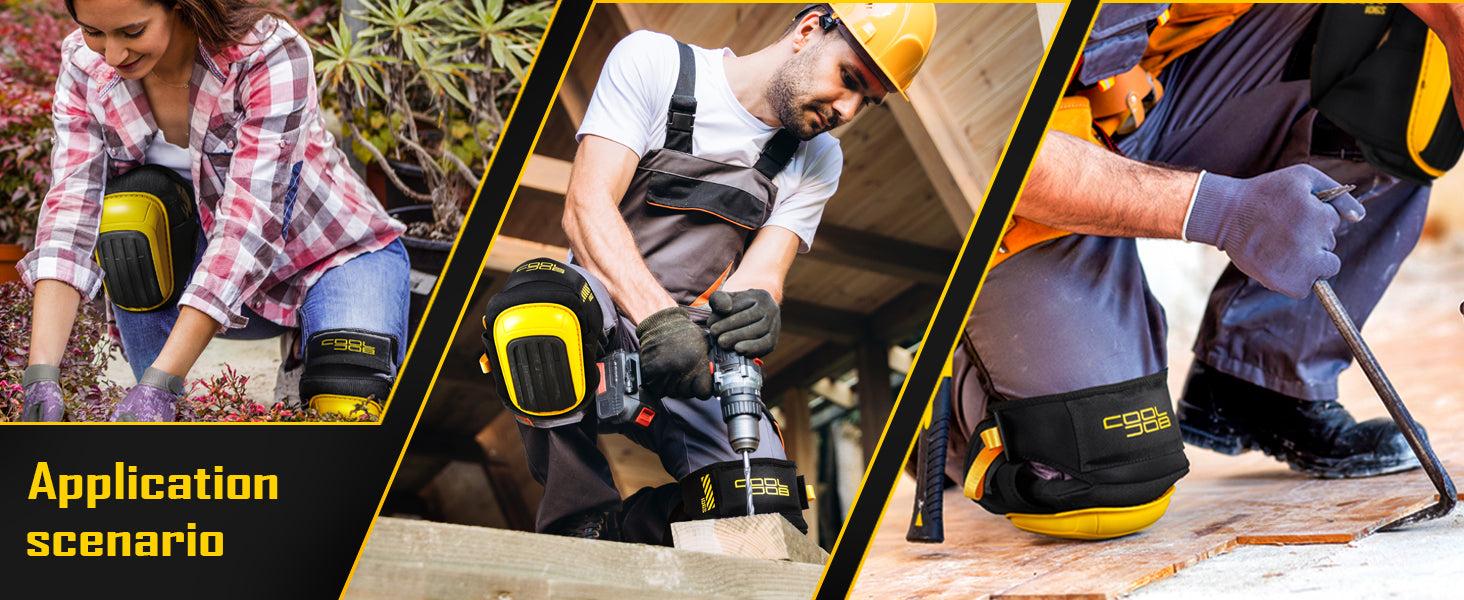 COOLJOB Professional Knee Pads with Heavy Duty Anti-Slip Cap, Comfortable Foam Cushion and Extra Thick Gel Padding