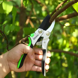 Grootpow PPS01 Premium Bypass Pruning Shears for Gardening, Aluminum Construction Garden Clippers, Heavy Duty Cutting, with SK5 Carbon Steels Blades, 4-Point Pivot Design, 5/8” Garden Shears for Tree Branch with Ergonomic Handles Tool