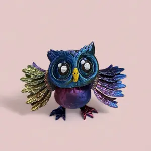 Articulated Owl, 3D printed desk figurine collectible gift