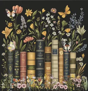 Book and Flower DIY Diamond Painting Art Kit,Gemstone Art Full Diamond Point Crystal Craft Kit,Home Wall Decoration Gifts