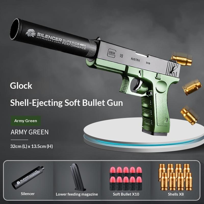 Latest popular product: Fully automatic soft bullet toy gun with realistic automatic shell ejection, shooting range: 10-15 meters, suitable for children's collection, safe shooting, realistic pistol model, children's collectible toy gun.
