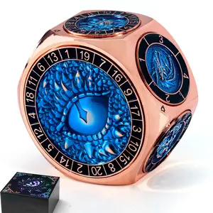 ZHOORQI 8-in-1 DND Dice Set – Metal Spinner Dice with Dual D20, 3D Monster Engravings & Smooth Spinning – Perfect for TTRPG, D and D Dungeons and Dragons Gifts(Copper Blue 2)