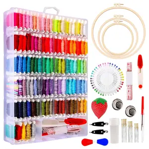 [Summervibes] A Set of 203 Pcs Embroidery Floss Tool Kit,Including 100 Color Embroidery Thread with Storage Box,100 Pcs Bracelet Floss Thread,Ideal Gifts for Cross Stitch,String,DIY Hand Tools Kits