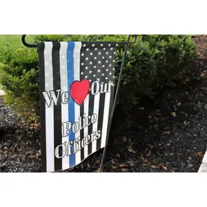 Personalized Garden Flag | Custom Yard Decorations | Police | Blue Line