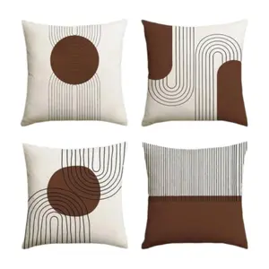4pcs Modern Minimalist Line Style Pillow Covers, Bohemian Line Throw Pillow Cases, Zippered, Washable, Home Decor, Sofa Decorative Cushion Covers, Suitable For Bedroom, Living Room, Sofa, Car, Chair Lumbar Pillow, Outdoor Patio Camping Mat Covers, No Pill