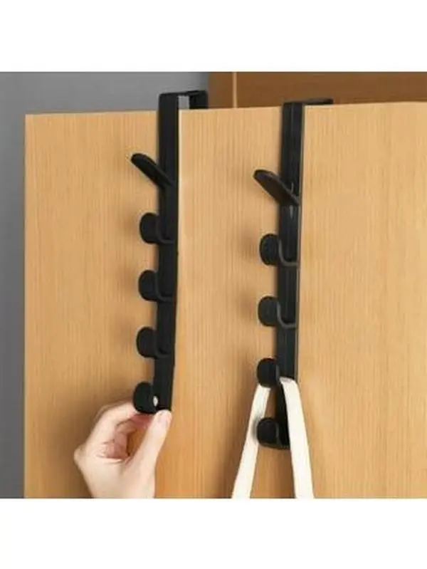 2PCS Over The Door Hooks (Black/White) – Heavy Duty Door Hanger Rack for Clothes, Towels & Bags, Space Saving Organizer